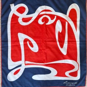 VINTAGE LEONARDI Exclusive Scarf Abstract Red White Blue Square 30" Italy